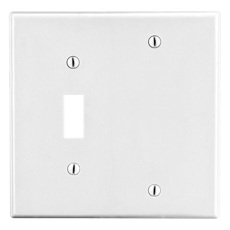 Hubbell Wiring Device-Kellems Wallplate, Mid-Size 2-Gang, 1) Toggle 1) Box Mount Blank, White PJ113W